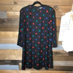 Vtg 100% Silk Ellen Tracy Polka Dot Dress Sz 12